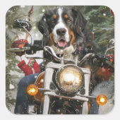 Groot-Zwitserse bergritten motorfiets kerst Vierkante Sticker (Voorkant)