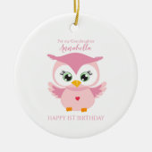 Grootauteur eerste verjaardag klauterroze boomkorr keramisch ornament (Voorkant)