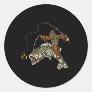 Grootbekbaars B Vissen Bigfoot Visser  Ronde Sticker