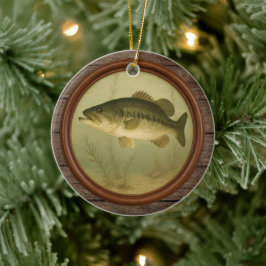 Grootbekbaars Donker Houten Kerst Ornament