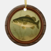 Grootbekbaars Donker Houten Kerst Ornament (Voorkant)