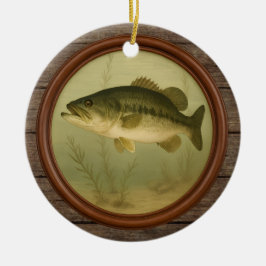Grootbekbaars Donker Houten Kerst Ornament