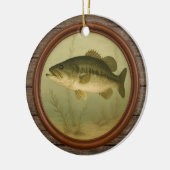 Grootbekbaars Donker Houten Kerst Ornament (Links)