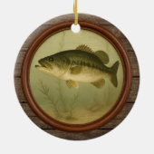 Grootbekbaars Donker Houten Kerst Ornament (Achterkant)