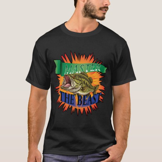 Grootbekbaars vectorillustratie met tekst "Mas T-shirt (Voorkant)