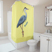 Grootblauwe cartoon afbeelding douchegordijn (In situ)