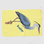 Grootblauwe cartoon afbeelding golfhanddoek (Horizontaal)