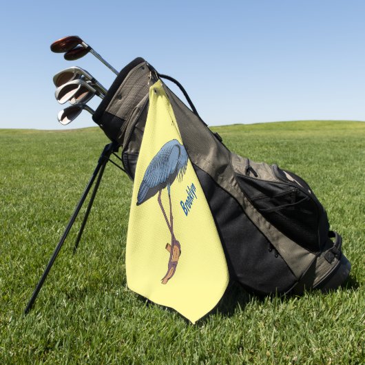 Grootblauwe cartoon afbeelding golfhanddoek (Groen)