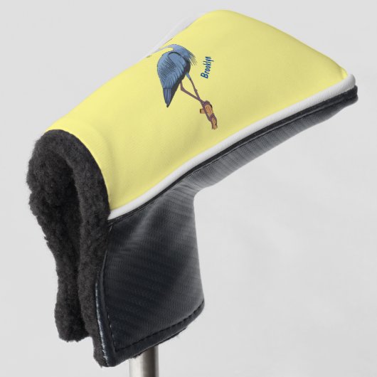 Grootblauwe cartoon afbeelding golfheadcover (3/4 voorkant)