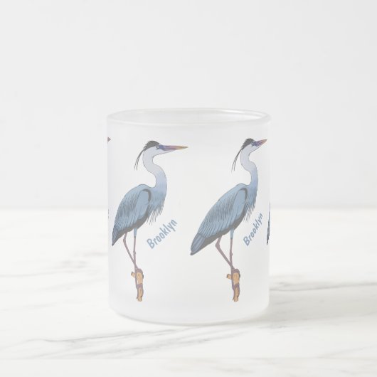 Grootblauwe cartoon afbeelding matglas koffiemok (Center)