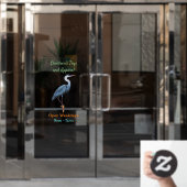 Grootblauwe cartoon afbeelding raamsticker (Kantoordeur)