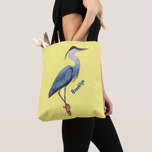 Grootblauwe cartoon afbeelding tote bag (Dichtbij)