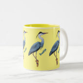 Grootblauwe cartoon afbeelding tweekleurige koffiemok (Voorkant rechts)