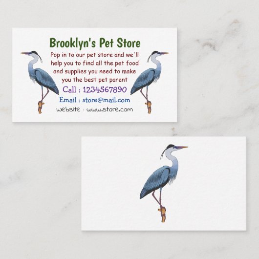 Grootblauwe cartoon afbeelding visitekaartje (Voorkant / Achterkant)