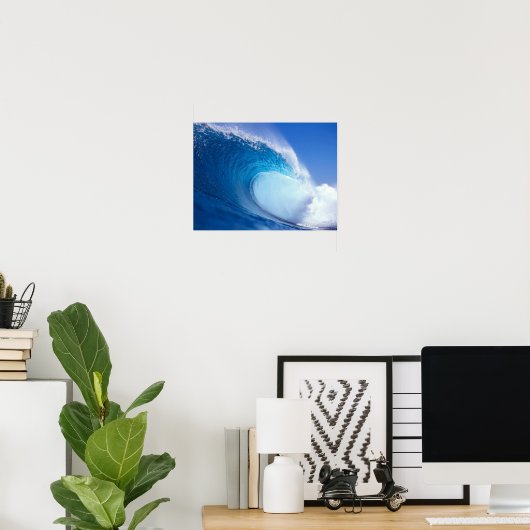 Grootblauwe golfdruk poster (Thuiskantoor)