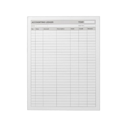 grootboek van de boekhoudkundige inkomsten en uitg notitieblok (Linkerzijde)