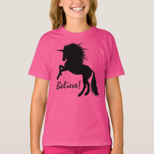 Grootbrengend Zwarte Eenhoorn "geloof " T-shirt