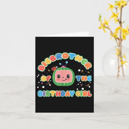 Grootbroer van het meisje dat jarig is Meloen Fami Kaart (Gele Bloem)