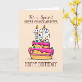 Grootdochter 10e verjaardag 10 op de zoete Cake Kaart (Gele Bloem)