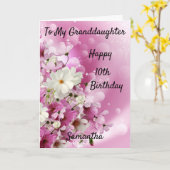 Grootdochter 10e verjaardag Roze en witte bloem Kaart (Gele Bloem)