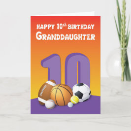 Grootdochter 10th Birthday Sports Balls Kaart