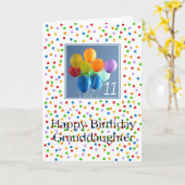 Grootdochter 11e gelukkige ballonverjaardag kaart (Gele Bloem)