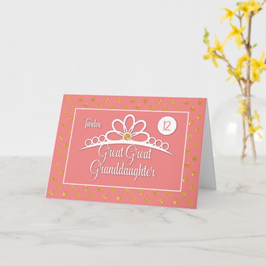 Grootdochter 12e verjaardag met kroon kaart (Gele Bloem)