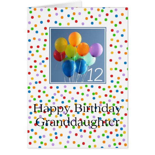 Grootdochter 12e verjaardagsballonnen (Voorkant)