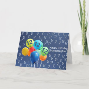 Grootdochter 12e verjaardagsballonnen kaart