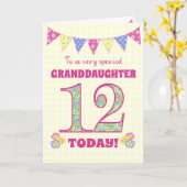 Grootdochter 12th Birthday Primroses Bunting Kaart (Gele Bloem)