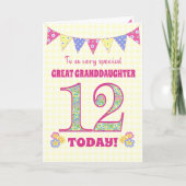 Grootdochter 12th Birthday Primroses Kaart (Voorkant)
