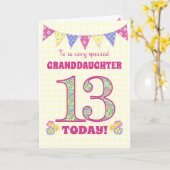 Grootdochter 13th Birthday Primroses Bunting Kaart (Gele Bloem)