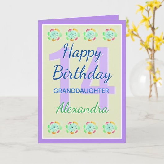 Grootdochter 14 Matig sterretje Kaart (Gele Bloem)