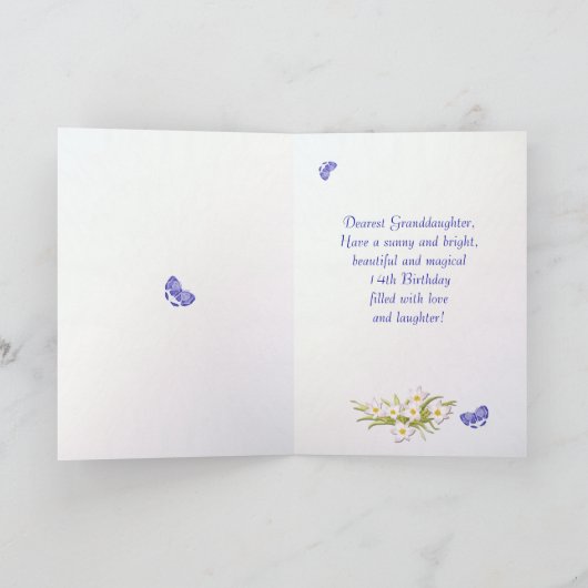 Grootdochter 14th Birthday Butterfly Garden Kaart (Binnen)