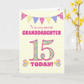 Grootdochter 15th Birthday Primroses Bunting Kaart (Gele Bloem)