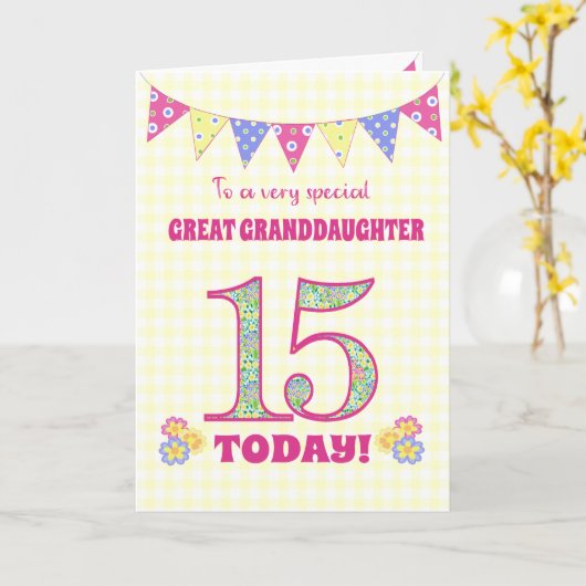 Grootdochter 15th Birthday Primroses Kaart (Gele Bloem)