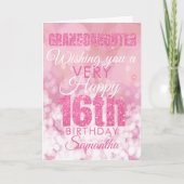 Grootdochter 16e meisjesroze Glitter Birthday Kaart (Voorkant)
