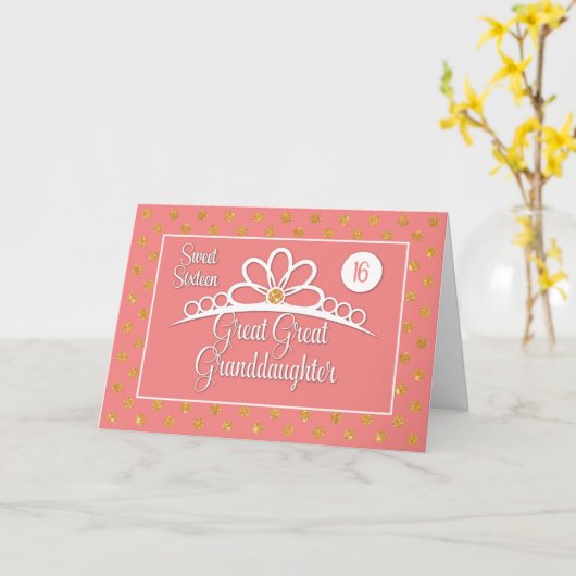 Grootdochter 16e verjaardag met kroon kaart (Gele Bloem)