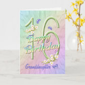 Grootdochter 16th Birthday Butterfly Garden Card Kaart (Gele Bloem)