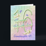Grootdochter 16th Birthday Butterfly Garden Card Kaart<br><div class="desc">Een regenboog van kleuren, roze bloemen en lavender vlinders vult deze 16de Happy Birthday-kaart met blijdschap voor kleindochter. De voornaam en de binnenzijde mogen gepersonaliseerd zijn met behulp van de sjabloon die wordt verstrekt. Je kunt ook genieten van de overeenkomende cadeaus en andere producten die in mijn winkel beschikbaar zijn....</div>