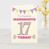 Grootdochter 17th Birthday Primroses Bunting Kaart (Gele Bloem)