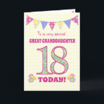 Grootdochter 18th Birthday Primrose Kaart<br><div class="desc">Een 18e Birthday kaart voor je grote kleindochter, met polka stift, primrose bloemen en getallen gevuld met een primrose patroon, allemaal op een bleke gele check gingham achtergrond. De boodschap aan de voorzijde luidt: "Naar een zeer speciale GREAT GRANDDAUGHTER, 18 VANDAAG!" Het binnenbericht is slechts een suggestie en u kunt...</div>