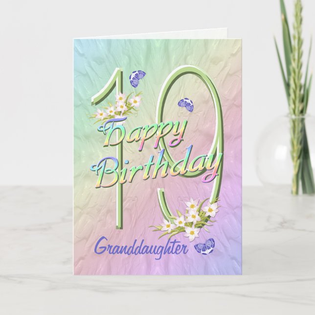 Grootdochter 19th Birthday Butterfly Garden Card Kaart (Voorkant)