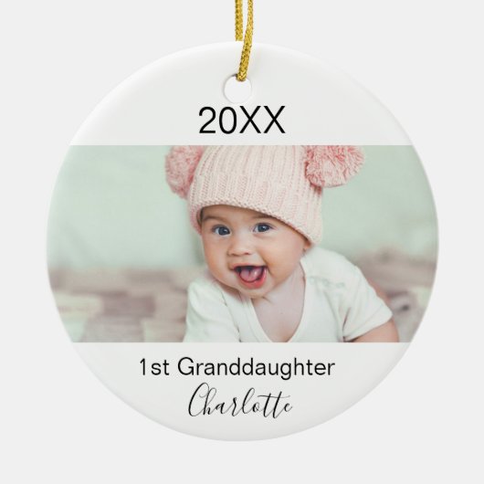 Grootdochter 1st baby foto grootouders keramisch ornament (Voorkant)