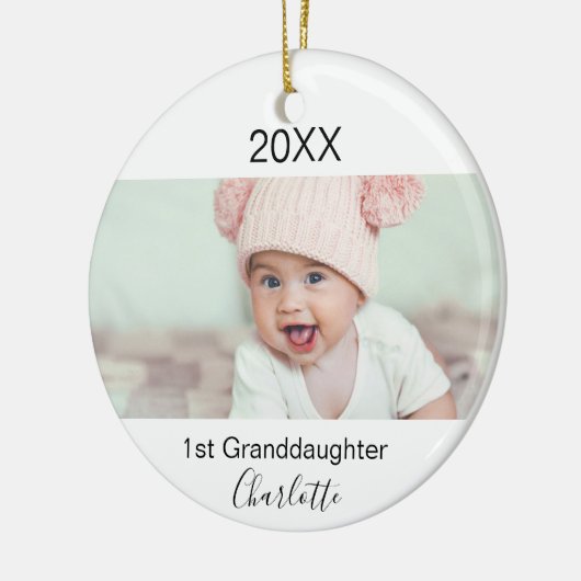 Grootdochter 1st baby foto grootouders keramisch ornament (Links)