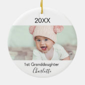 Grootdochter 1st baby foto grootouders keramisch ornament (Achterkant)