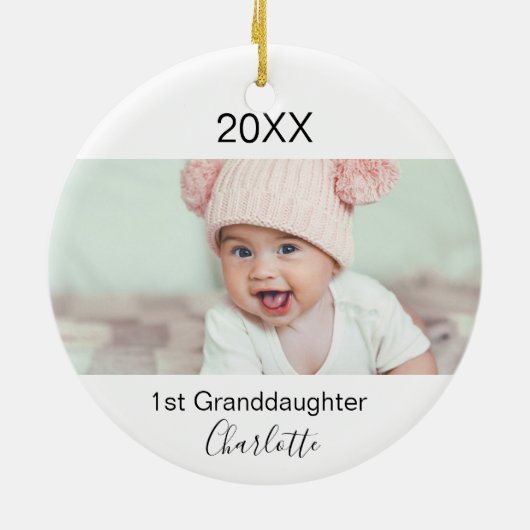 Grootdochter 1st baby foto grootouders keramisch ornament (Achterkant)