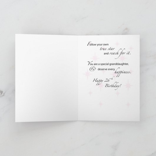 Grootdochter 26th Birthday Star-Inspirerend Kaart (Binnen)