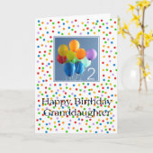 Grootdochter 2e verjaardag ballonnen kaart (Gele Bloem)