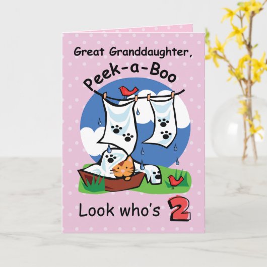 Grootdochter 2e verjaardag, Peek-a-Boo Kitten Kaart (Gele Bloem)